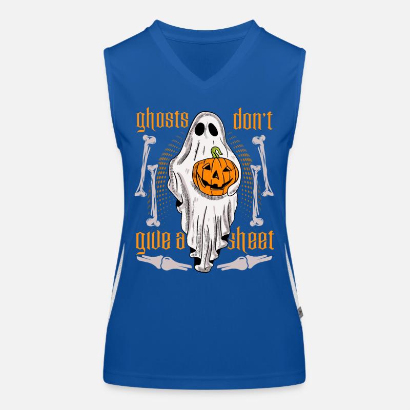 Funny ghost, ghost with bed sheet and pumpkin Women's Functional Contrast Tank Top