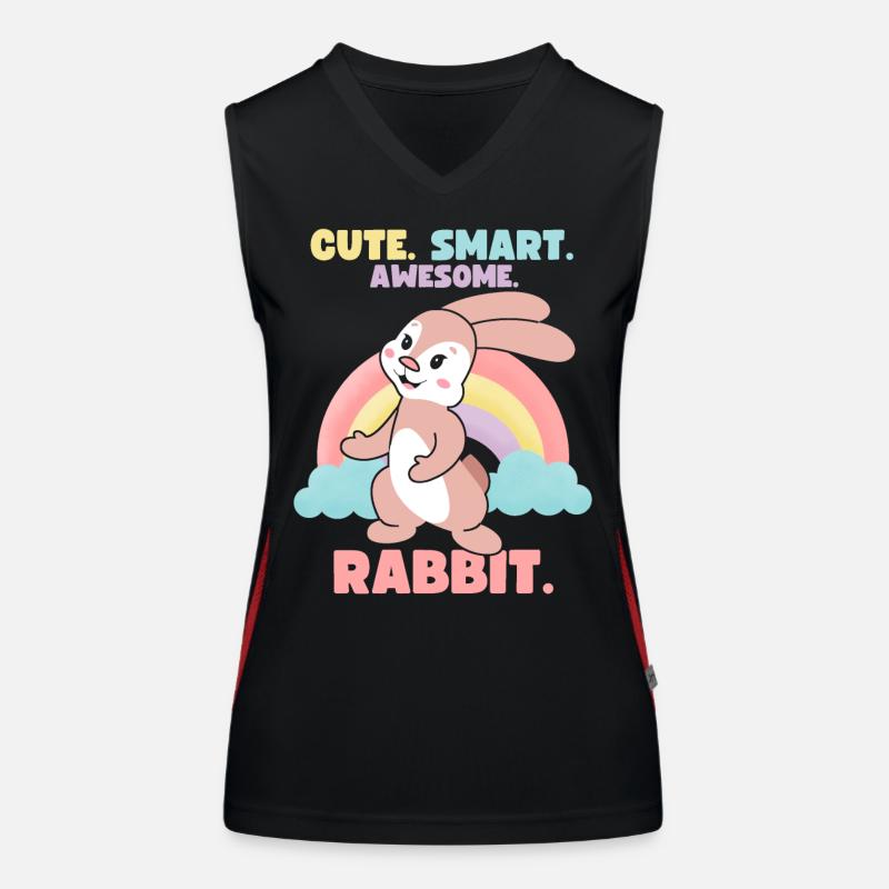 Lustiger Hase mit Regenbogen, Comic Funktionelles Kontrast-Tank Top für Frauen