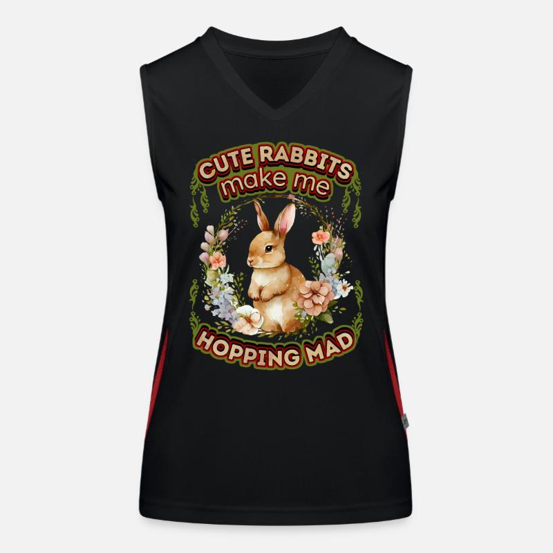 Rabbit bunny funny saying in vintage style Women's Functional Contrast Tank Top