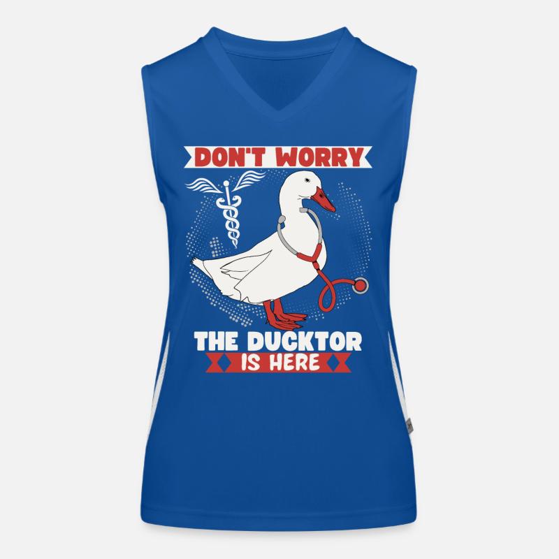Arzt Witz, Comic Ente, lustiger Doktor Spruch, Pun Funktionelles Kontrast-Tank Top für Frauen