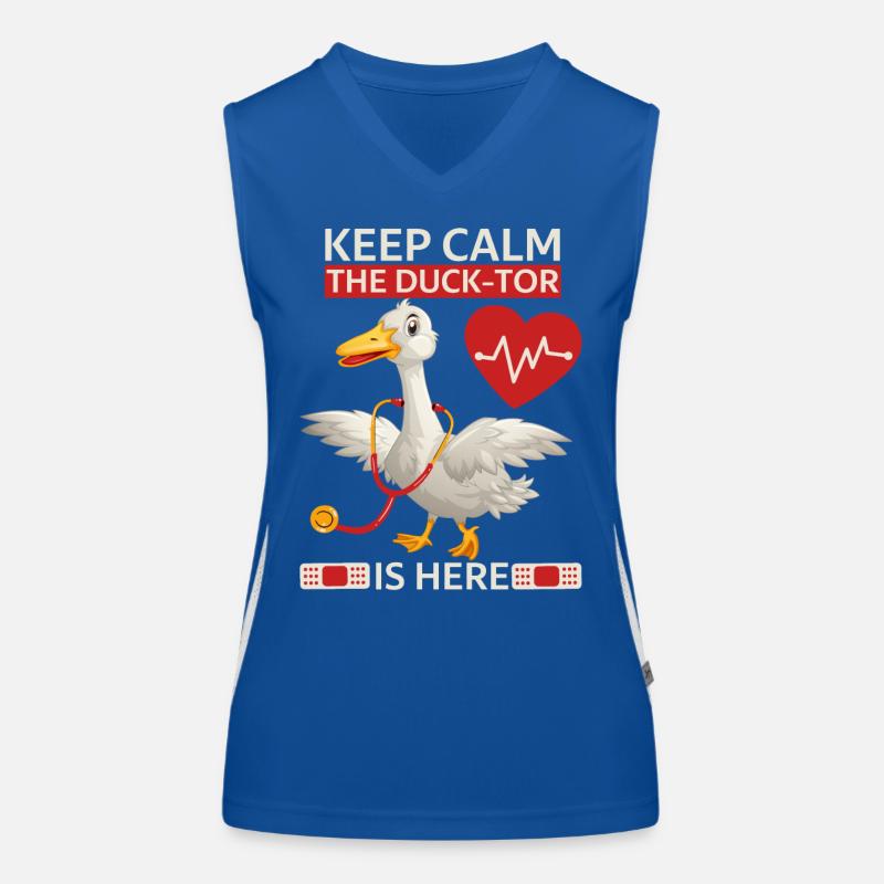 Doktor Arzt Witz, Comic Ente, lustiger Spruch, Pun Funktionelles Kontrast-Tank Top für Frauen