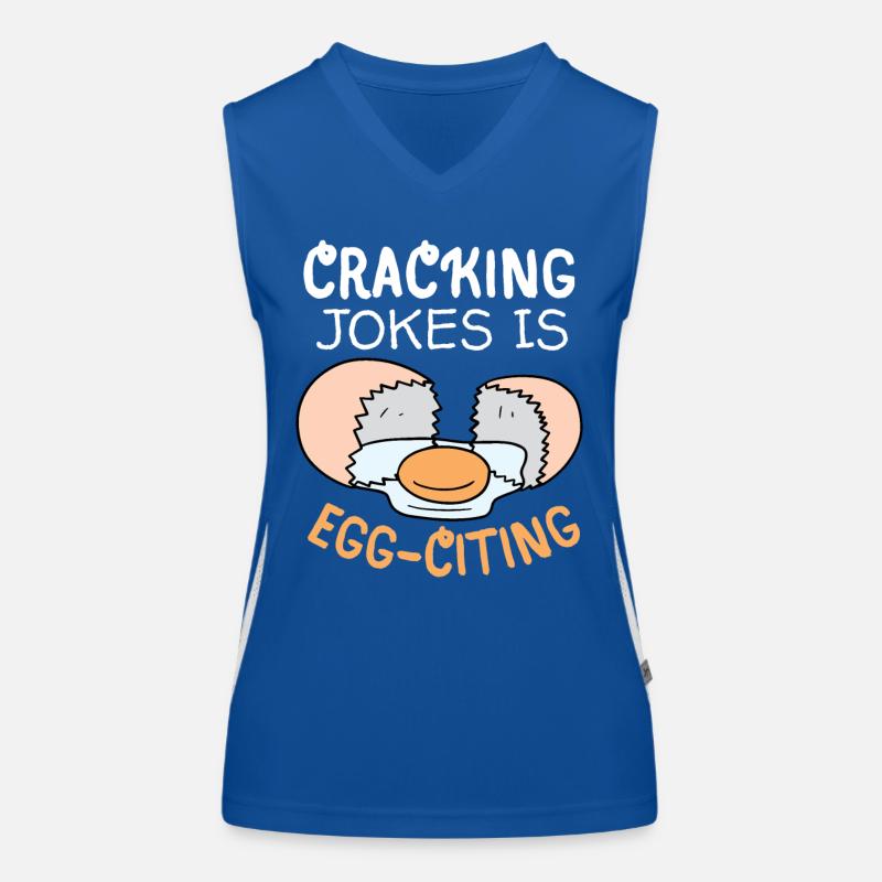 Ei, Eier, lustiger Spruch, Pun Egg-citing Witz Funktionelles Kontrast-Tank Top für Frauen