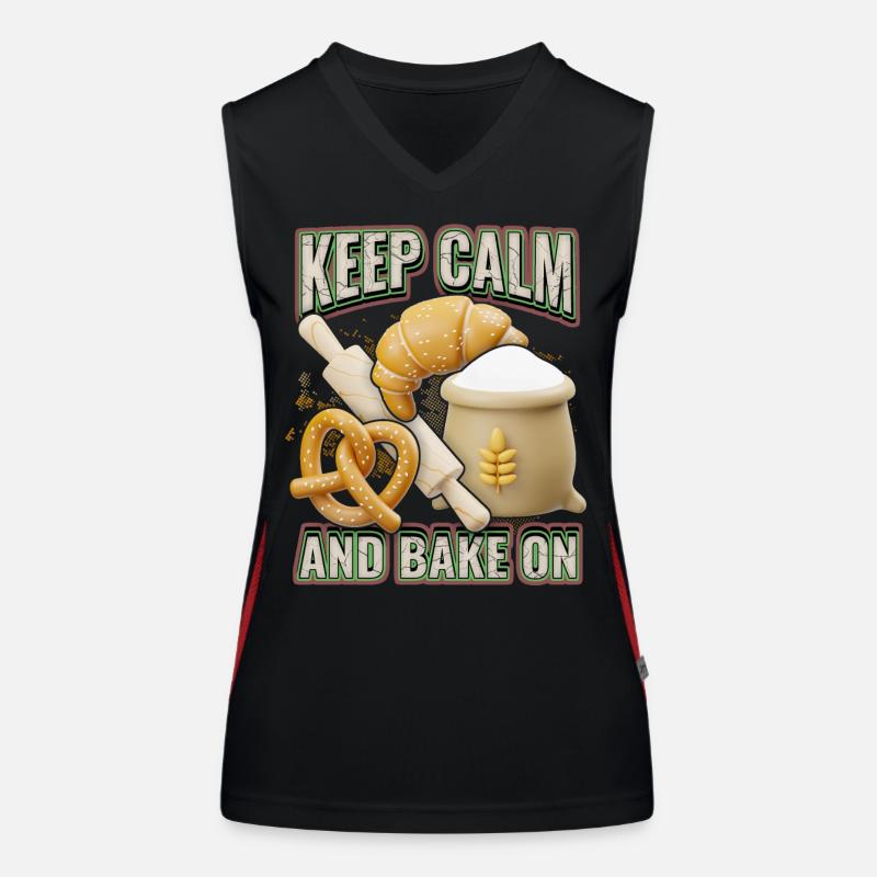 Baking bread, baker, bakery, 3d, funny saying Women's Functional Contrast Tank Top