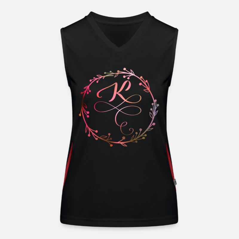 Monogramm, Buchstabe K, Kalligrafie Ornament Funktionelles Kontrast-Tank Top für Frauen