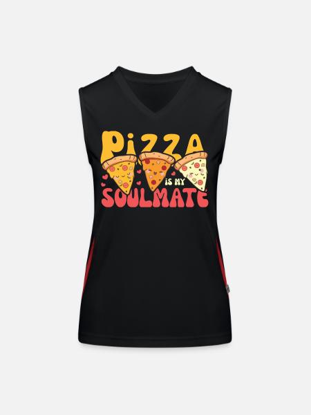 pizza is my soulmate cute kawaii pizza sweetness - Women's Functional Contrast Tank Top - black/red - Front