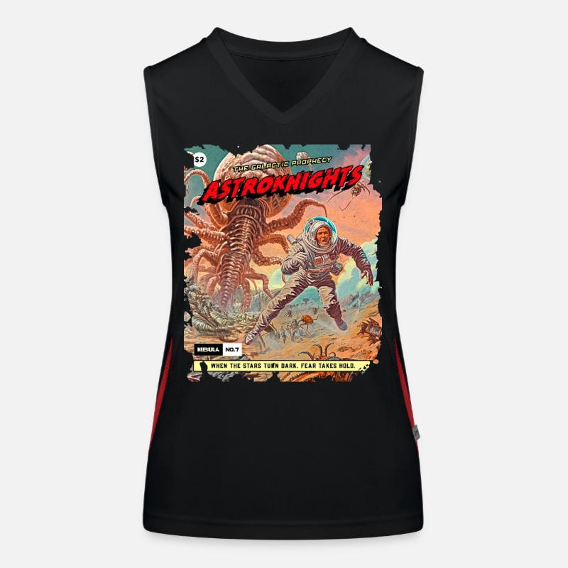 Comic Strip, 50s Comic, Space Monster Women's Functional Contrast Tank Top