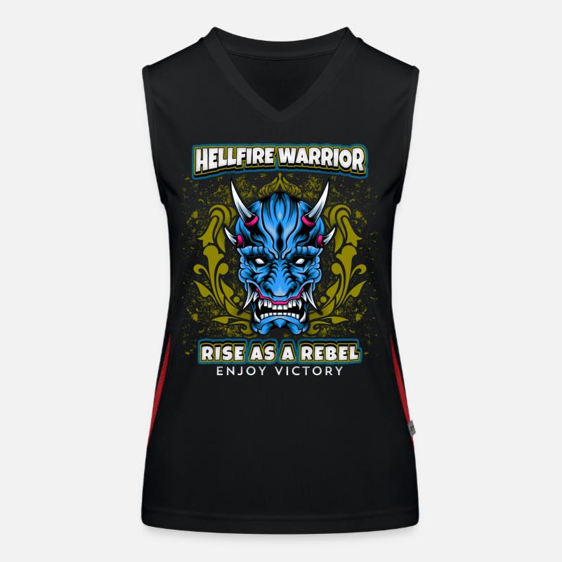 Devil Satan, Hellfire Warrior Saying, Comic Style Women's Functional Contrast Tank Top
