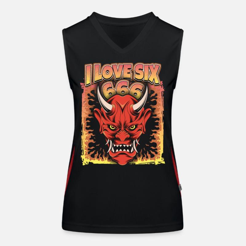 Teufel-Devil, Satan Spruch 666 Funktionelles Kontrast-Tank Top für Frauen