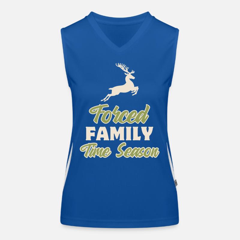 Ironischer Weihnachts-Spruch, springender Hirsch Funktionelles Kontrast-Tank Top für Frauen