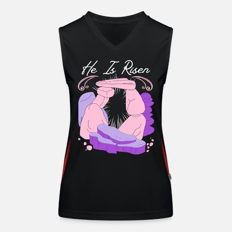Jesus Christ Resurrection Easter Saying Women's Functional Contrast Tank Top