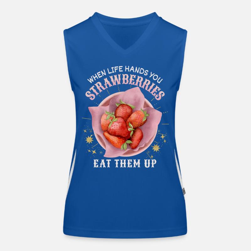 Erdbeeren lustiger Spruch mit Erdbeer Illustration Funktionelles Kontrast-Tank Top für Frauen