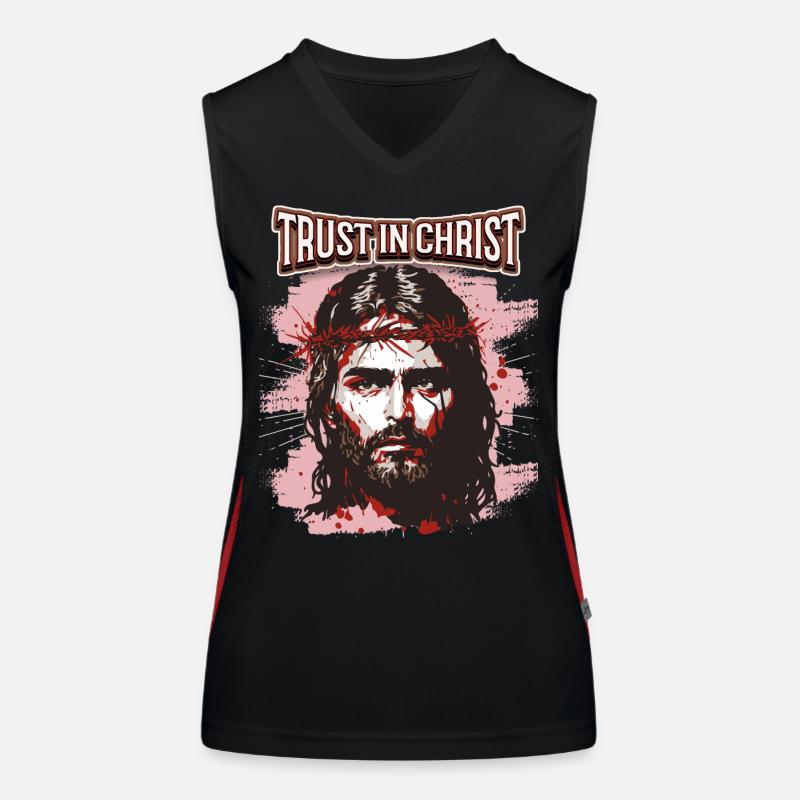 Jesus Christus mit Dornenkrone christlicher Spruch Funktionelles Kontrast-Tank Top für Frauen