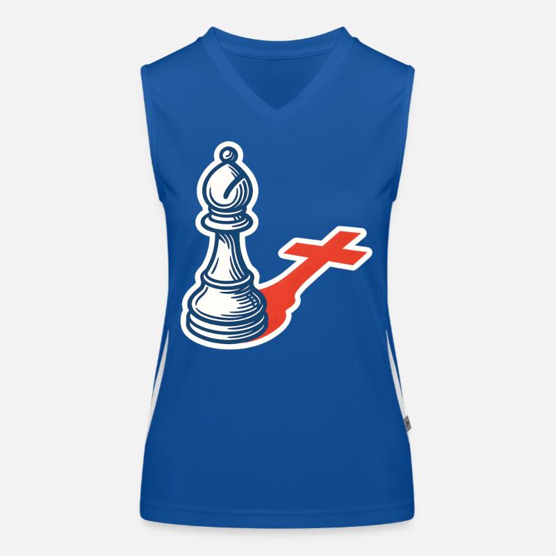 Chess Player Funny Bishop Shadow Design Women's Functional Contrast Tank Top