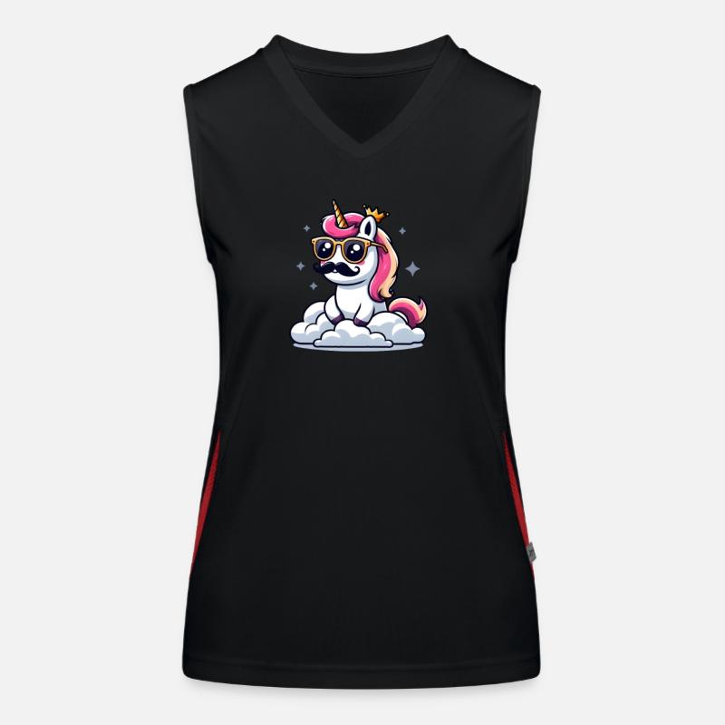 Einhorn mit Schnurrbart Funktionelles Kontrast-Tank Top für Frauen