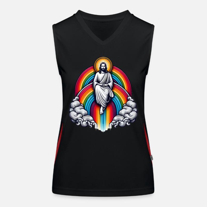 Jesus auf einem Regenbogen Funktionelles Kontrast-Tank Top für Frauen