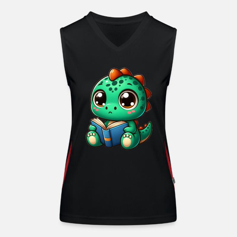 Dino liest ein Buch Funktionelles Kontrast-Tank Top für Frauen