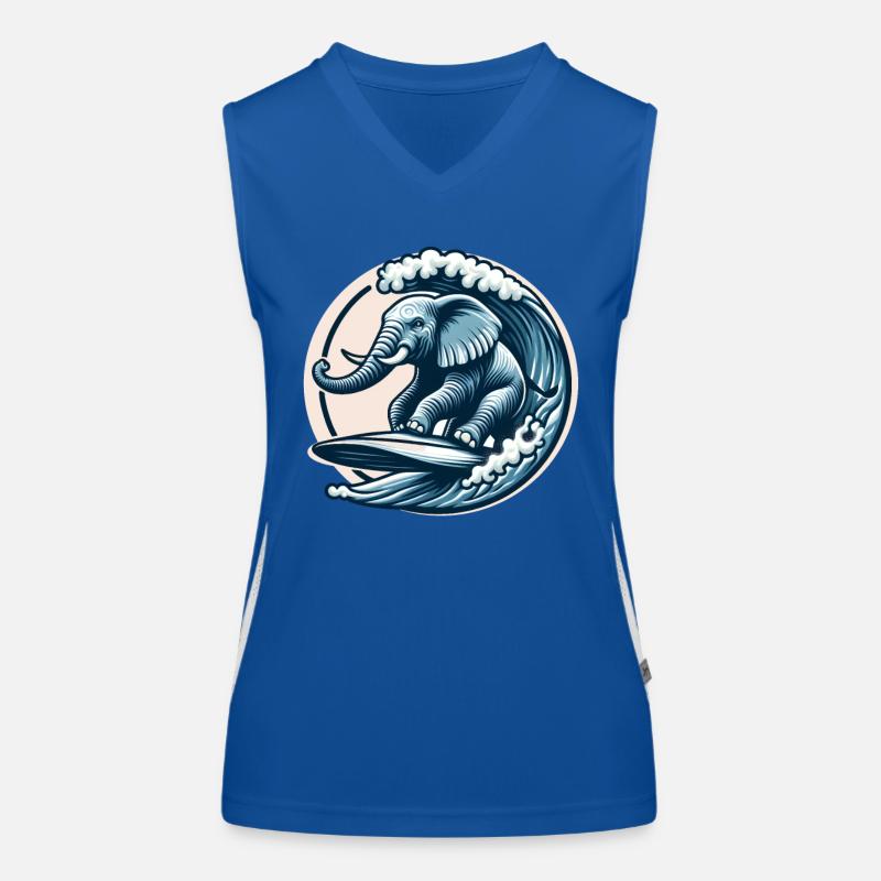 Surfender Elefant Funktionelles Kontrast-Tank Top für Frauen