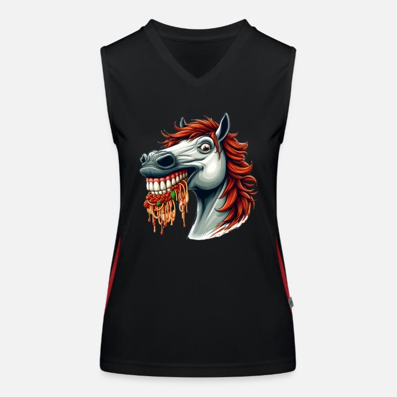 Pasta-Liebhaber-Pferd Funktionelles Kontrast-Tank Top für Frauen