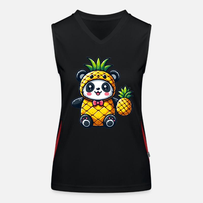 Panda in pineapple costume Women's Functional Contrast Tank Top