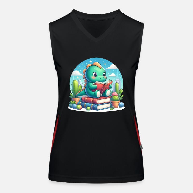 Reading dinosaur Women's Functional Contrast Tank Top