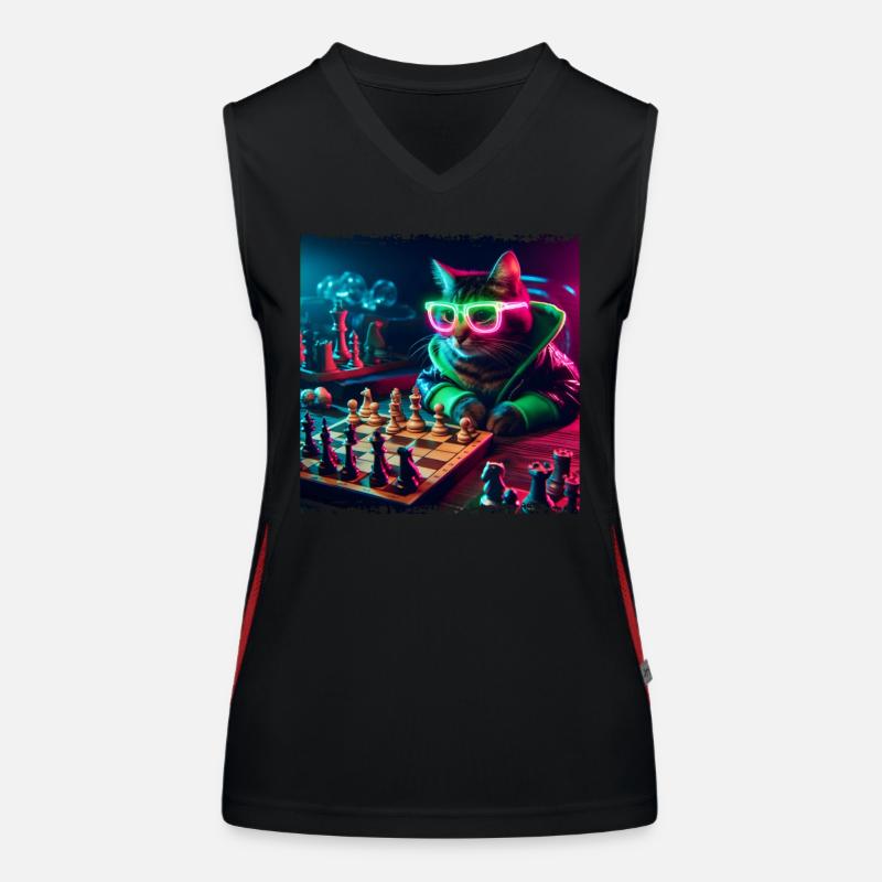 Schachclub-Katze Funktionelles Kontrast-Tank Top für Frauen