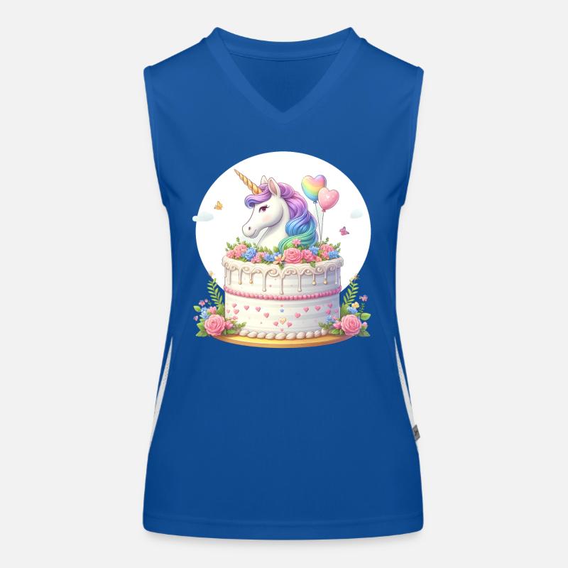 Licorne sur gâteau d’anniversaire Débardeur respirant contrasté Femme