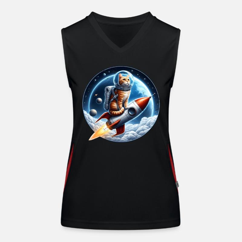 Astronaut Katze Funktionelles Kontrast-Tank Top für Frauen
