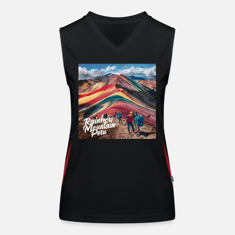 Rainbow Mountain Peru Funktionelles Kontrast-Tank Top für Frauen