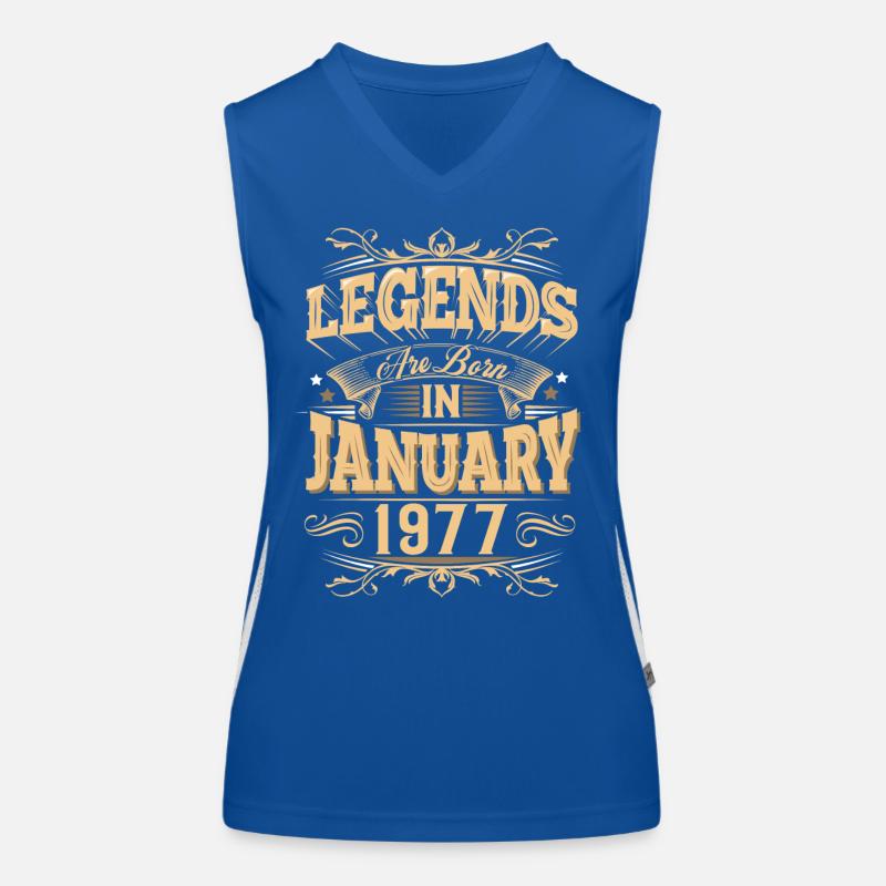 Januar 1977 Geburtstag Legende Funktionelles Kontrast-Tank Top für Frauen