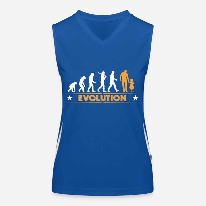 Vater und Tochter - Evolution - orange/weiss Funktionelles Kontrast-Tank Top für Frauen