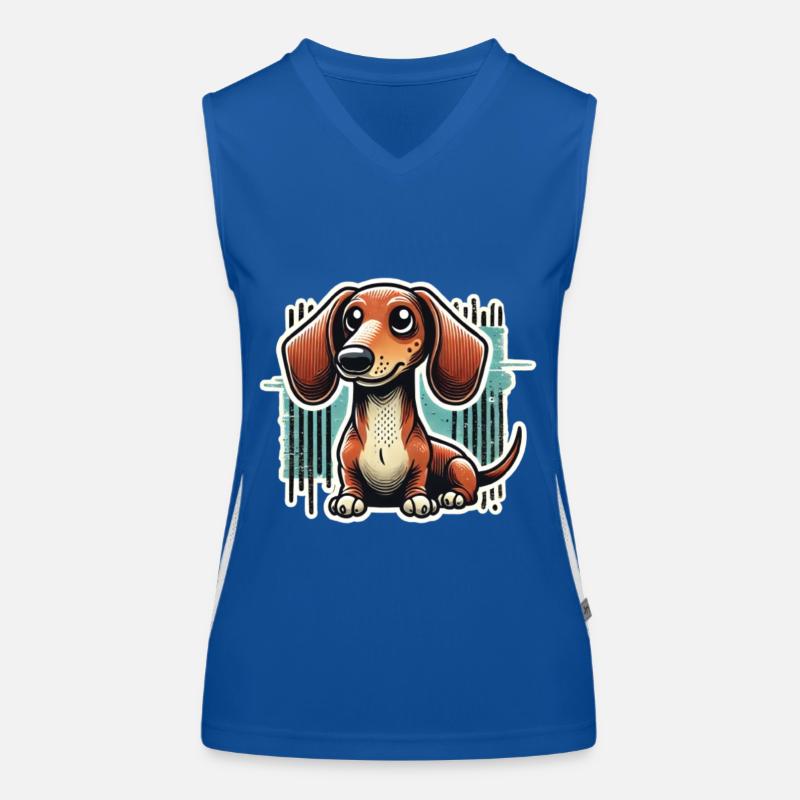 Süßer Dackel Comic Stil Teckel Hund Funktionelles Kontrast-Tank Top für Frauen
