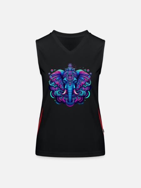 Goa Merch pour le Goa Trance Psytrance Festival - Débardeur respirant contrasté Femme - noir/rouge - Devant