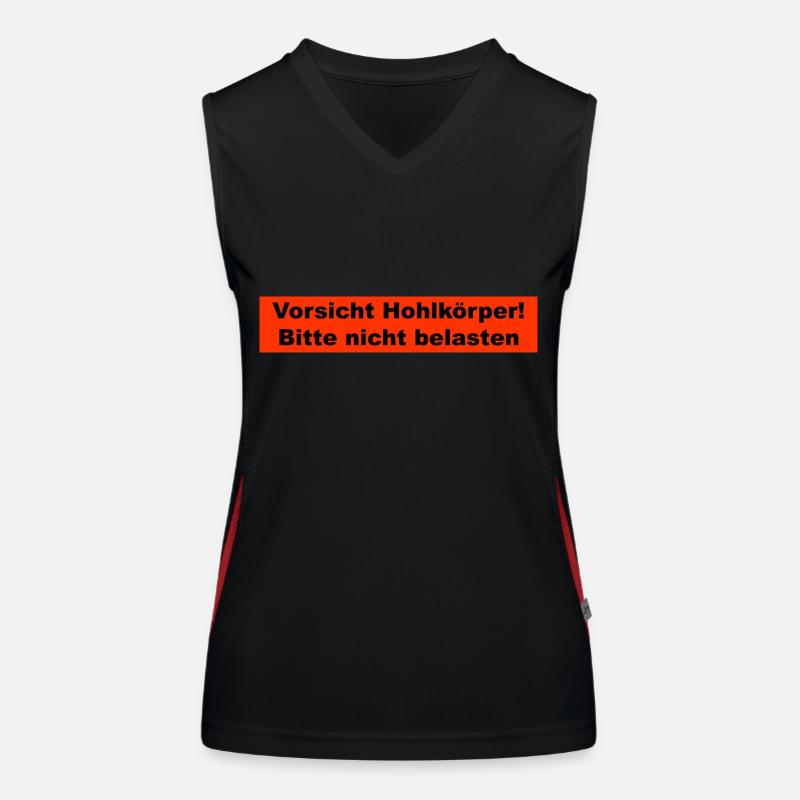 Vorsicht Hohlkörper Funktionelles Kontrast-Tank Top für Frauen