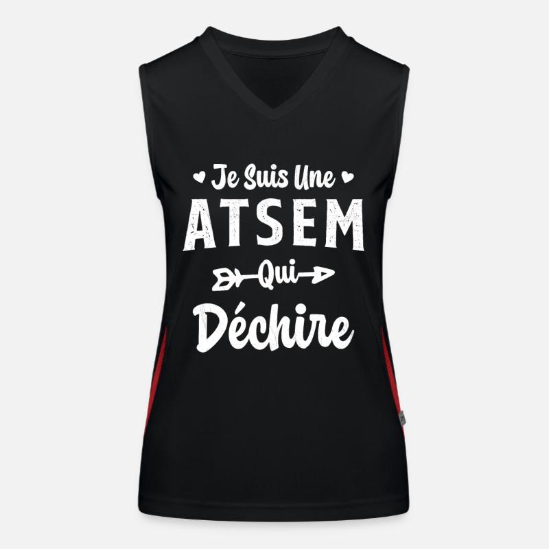 Je suis une ATSEM qui déchire Idée Cadeau Atsem Débardeur respirant contrasté Femme