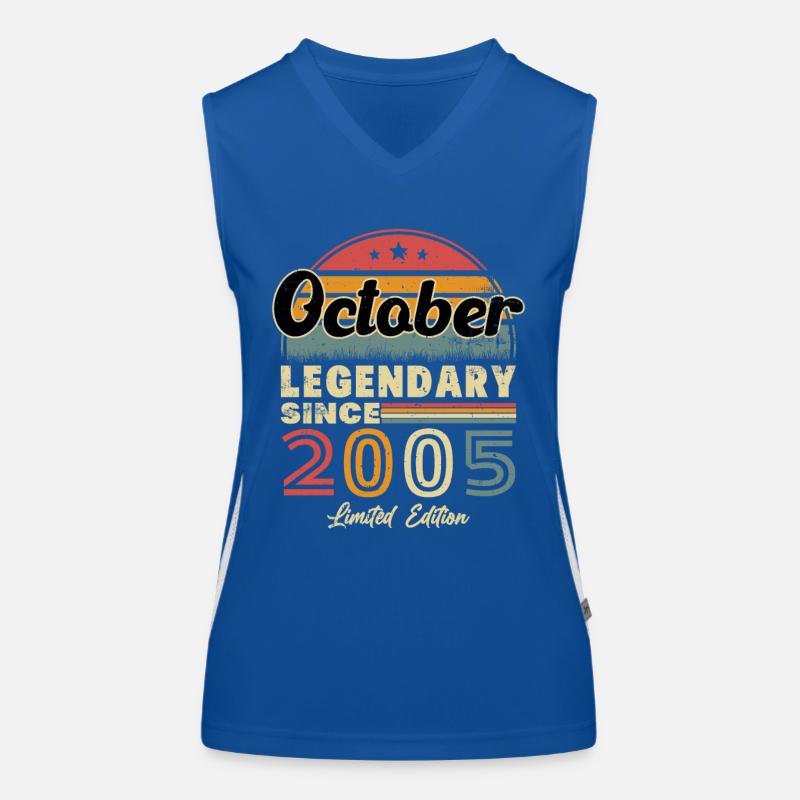 Retro Vintage Birthday Gift October 2005 Women's Functional Contrast Tank Top