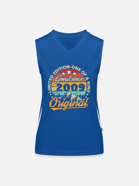 Geschenk zum 14./15-jährigen Jubiläum 2009 Jahrgang - Funktionelles Kontrast-Tank Top für Frauen - Royal/Weiß - Vorne