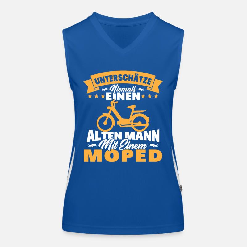 Alten mann mit einem Moped Funktionelles Kontrast-Tank Top für Frauen