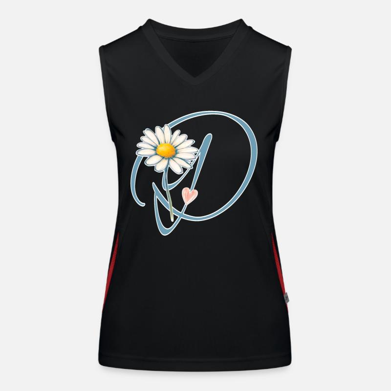 Letter D Daisy Heart Women's Functional Contrast Tank Top