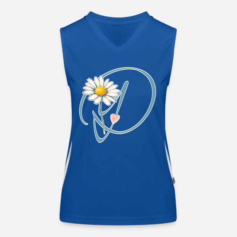 Buchstabe D Gänseblümchen Herz Funktionelles Kontrast-Tank Top für Frauen