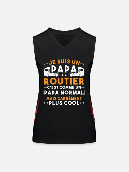 je suis un papa routier / humour papa routier - Débardeur respirant contrasté Femme - noir/rouge - Devant