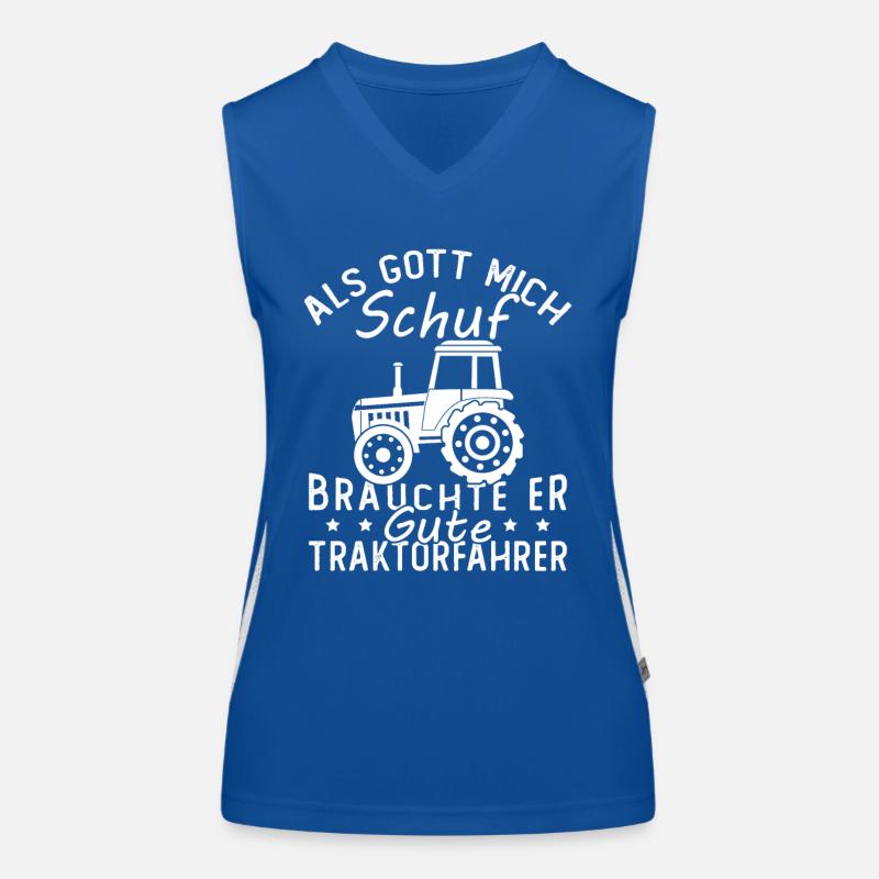 Als gott mich schuf brauchte er gute traktorfahrer Funktionelles Kontrast-Tank Top für Frauen