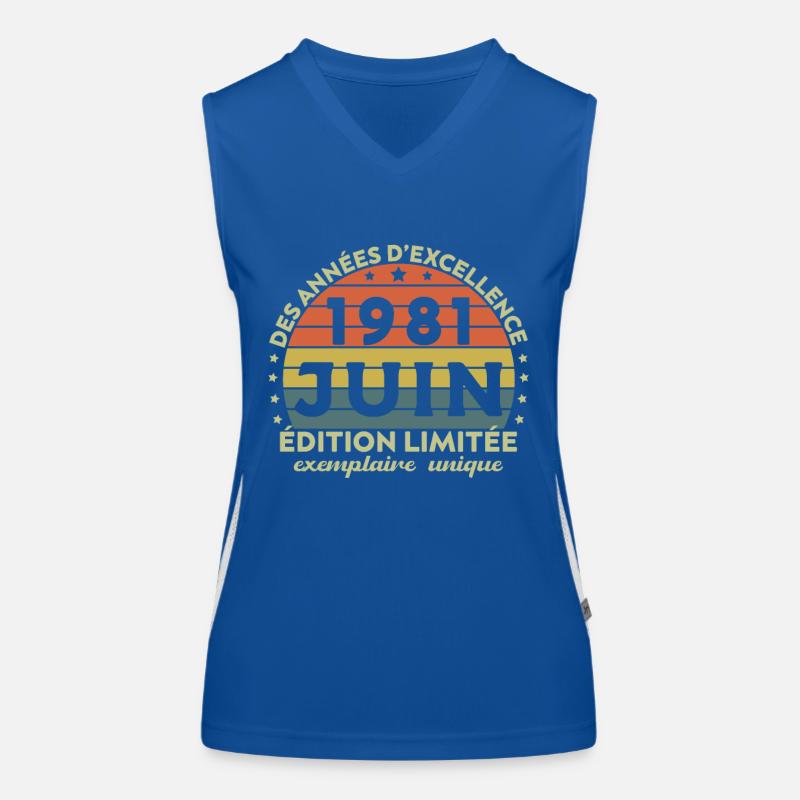 Vintage Jubiläum Hergestellt im Juni 1981 Funktionelles Kontrast-Tank Top für Frauen