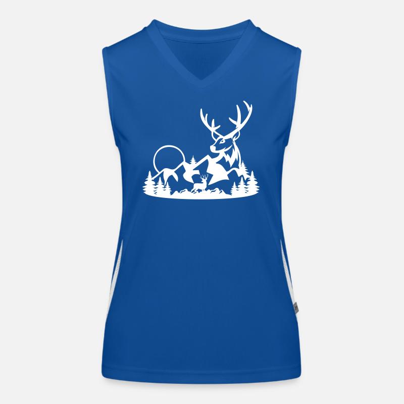 HIRSCH JAGD WILD HIRSCHE HIRSCHEN JÄGER REHE MOTIV Funktionelles Kontrast-Tank Top für Frauen