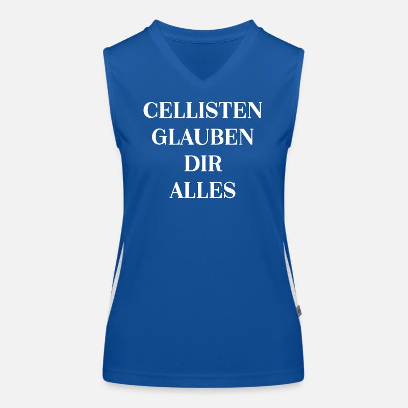 Cellisten Glauben Dir Alles Cello CGDA Merkspruch Funktionelles Kontrast-Tank Top für Frauen