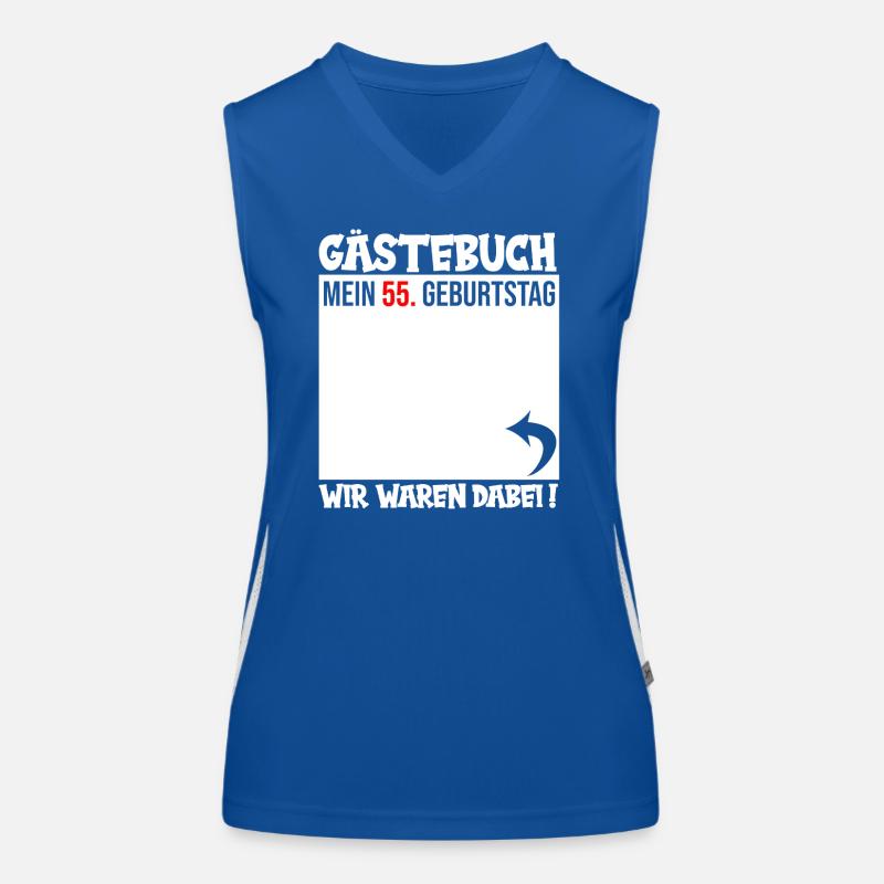 Gästebuch 55. Geburtstag – Retro-Layout Funktionelles Kontrast-Tank Top für Frauen