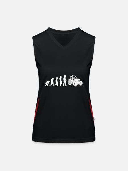 Evolution Traktorfahrer - Funktionelles Kontrast-Tank Top für Frauen - Schwarz/Rot - Vorne