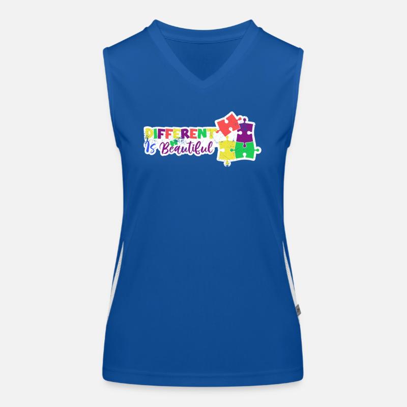 PUZZLE ADHD AUTIST DIFFERENT IS BEAUTIFUL SAYING MOTIFS Women's Functional Contrast Tank Top