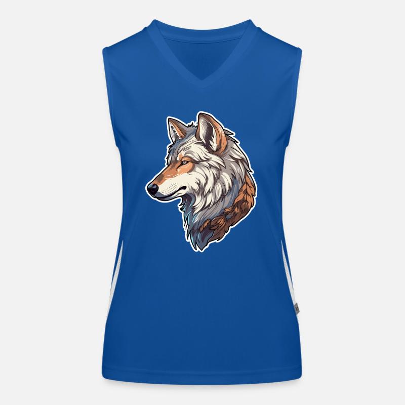 Wolf Kostüm blauer Wolfskopf Werwolf und Funktionelles Kontrast-Tank Top für Frauen