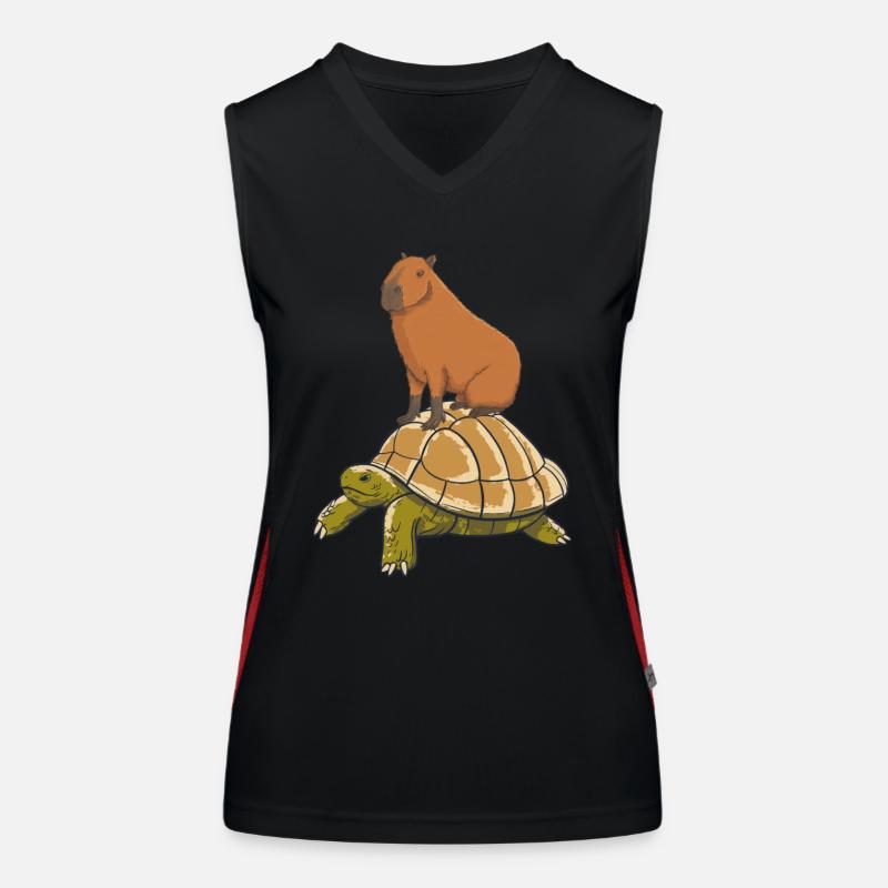 Capybara rides a turtle Women's Functional Contrast Tank Top