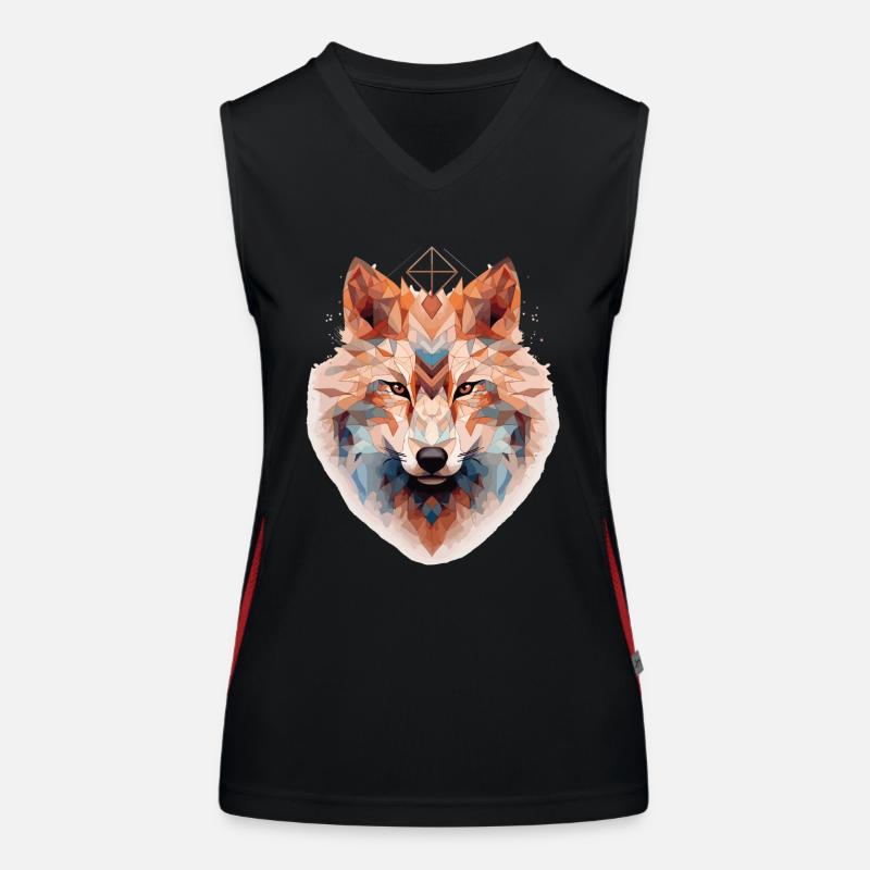 Geometric wolf's head Women's Functional Contrast Tank Top
